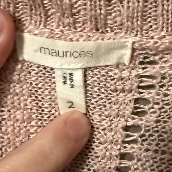 Maurices Dusty Pink Open Knit Short Sleeve Cardigan - Picture 3 of 7